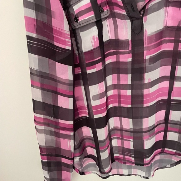 Harley Davidson Pink and Black Long Sleeve Relaxed Button Down Top - Picture 5 of 6